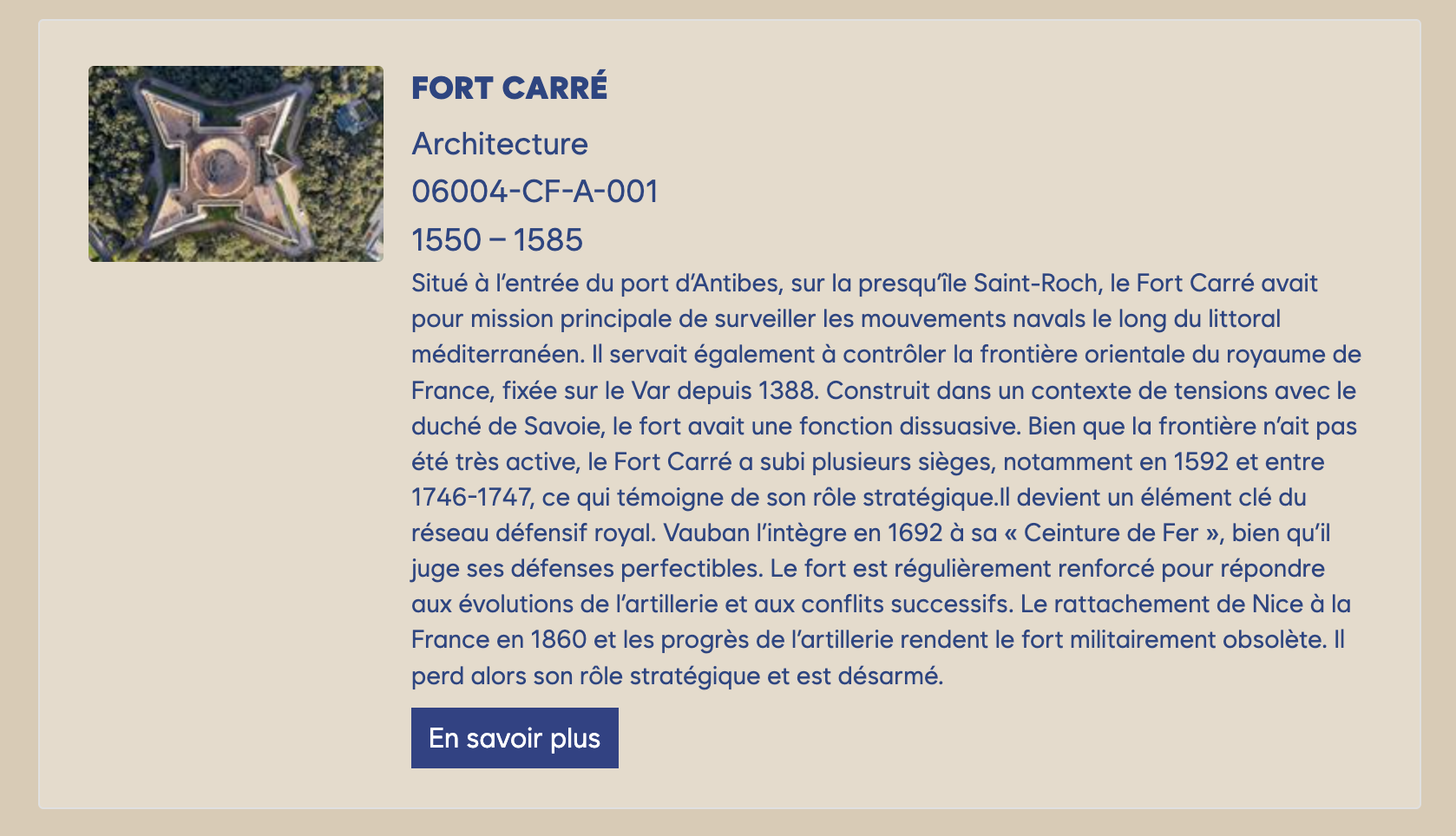 Carte d'un objet CollectiveAccess